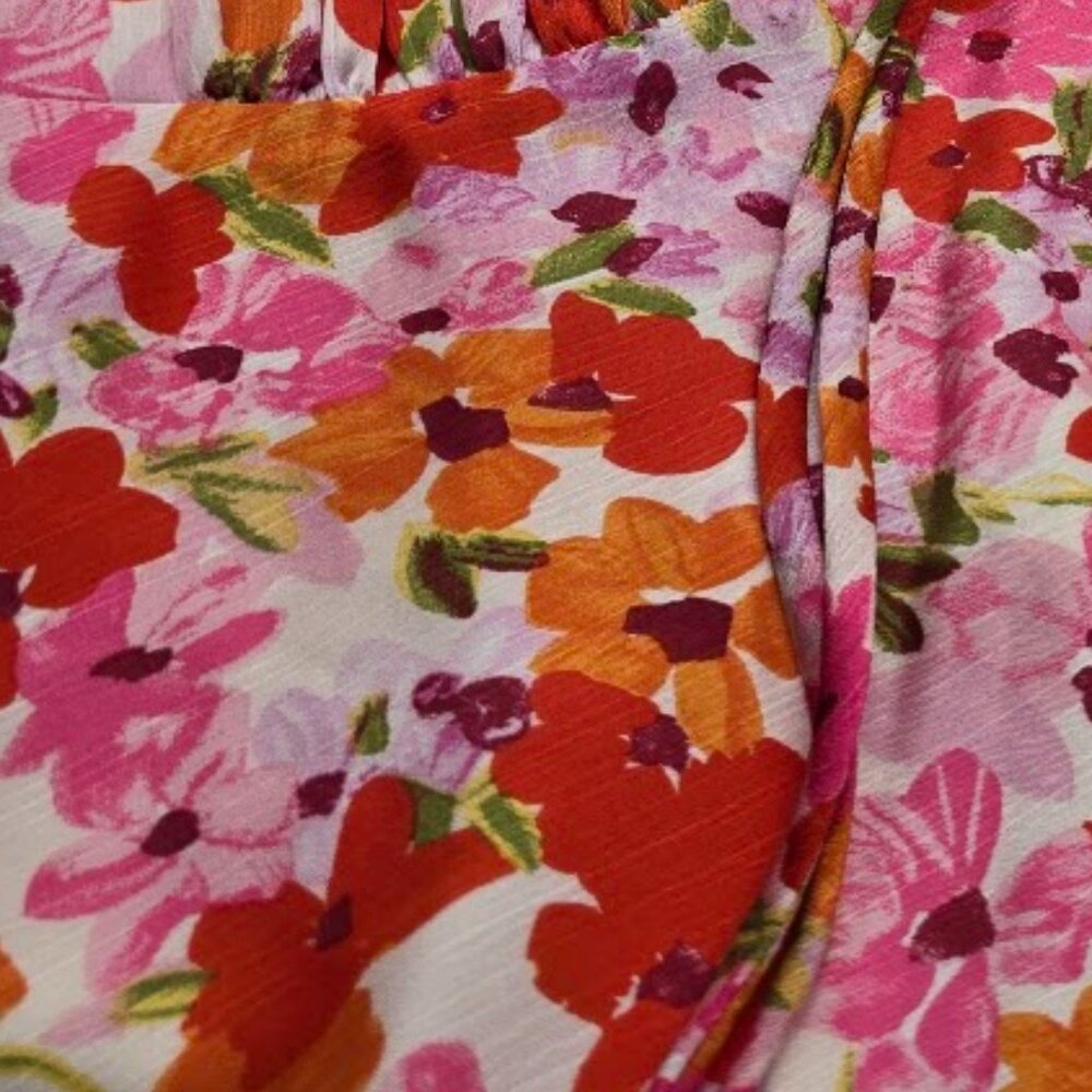 ASTR Floral Ruffle Mini Slip Dress XL Pink Orange Spring - Picture 11 of 11